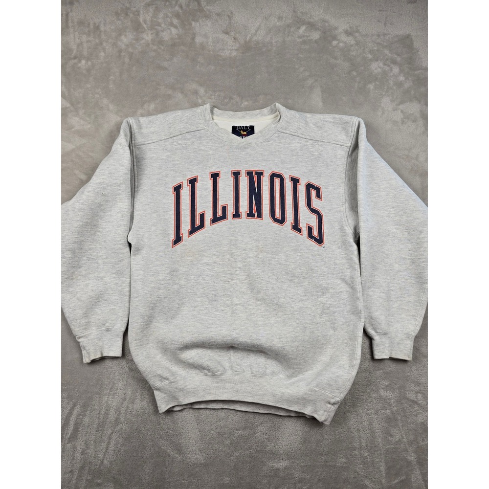 Galt Crew Sweatshirt Mens Medium Gray Illinois Fighting Illini Graphic *Read